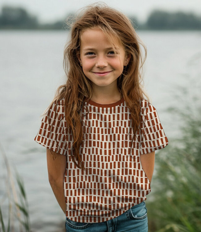 cognac streepjes - GOTS tricot
