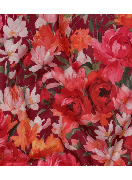 bordeaux roze bloemen - katoen voile