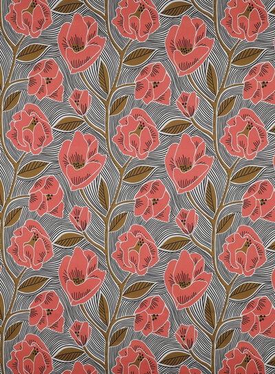 coral flowers - cotton voile