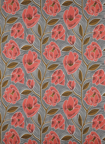 coral flowers - cotton voile