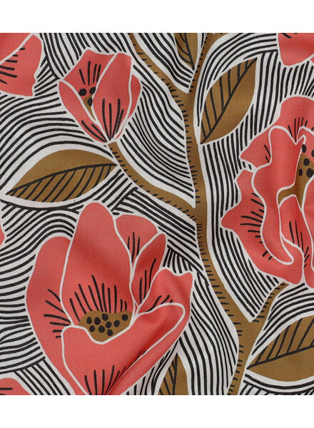 coral flowers - cotton voile
