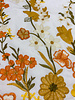Madeline Embroidery floral border with 3D flower orange/camel on white poplin