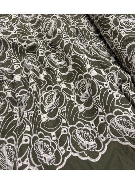 Madeline khaki - beautiful embroidery option scalloped edge