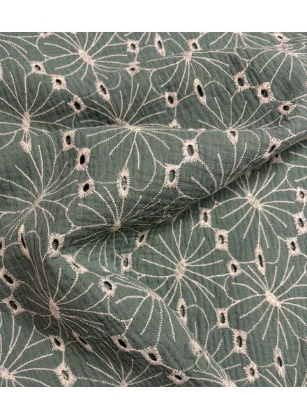 munt broderie bloemen - tetra / double gauze