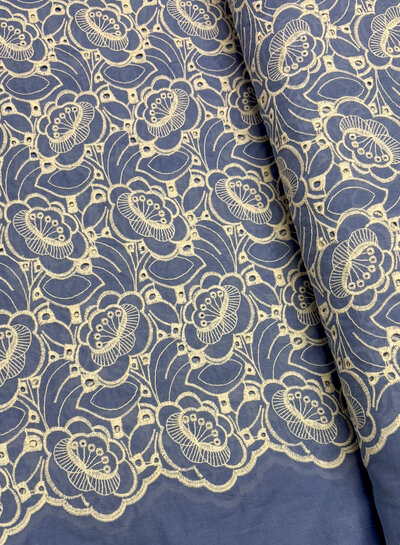 Madeline light blue - beautiful embroidery option scalloped edge