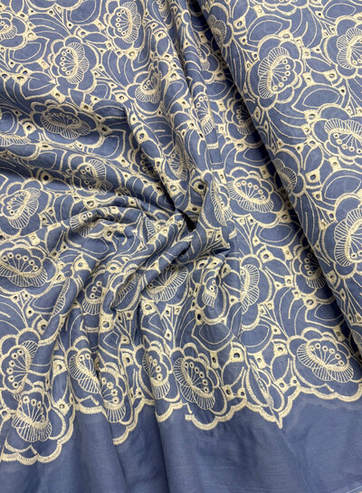 Madeline light blue - beautiful embroidery option scalloped edge