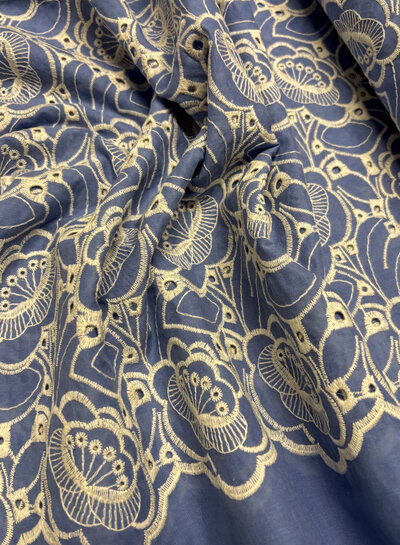 Madeline light blue - beautiful embroidery option scalloped edge