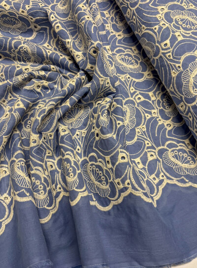 Madeline light blue - beautiful embroidery option scalloped edge