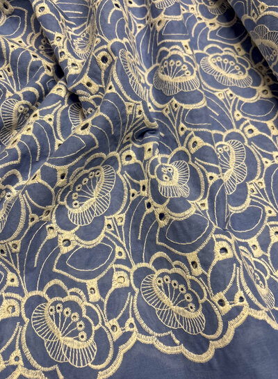 Madeline light blue - beautiful embroidery option scalloped edge