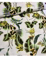 Madeline lime groen bloemen - linnen viscose