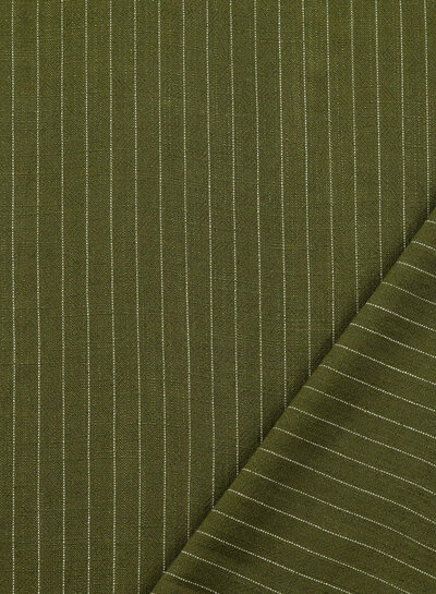 khaki met krijtstreep - prachtige rayon linnen blend