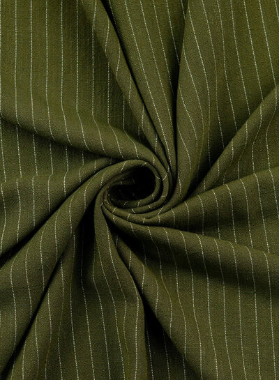 khaki met krijtstreep - prachtige rayon linnen blend
