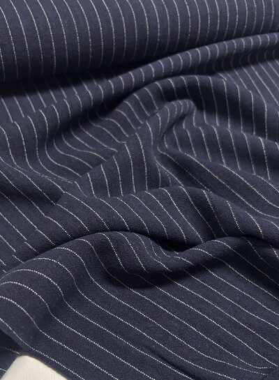 navy blue with pinstripe - beautiful rayon linen blend