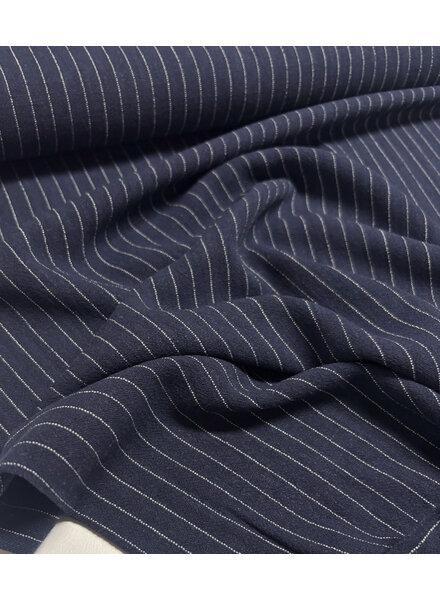 navy blue with pinstripe - beautiful rayon linen blend