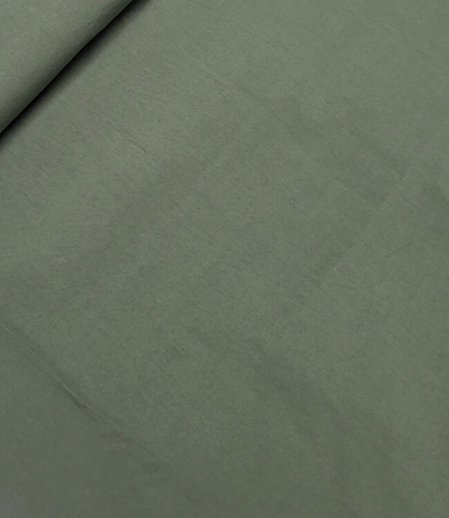 olijfgroen stonewashed/ papertouch popeline katoen