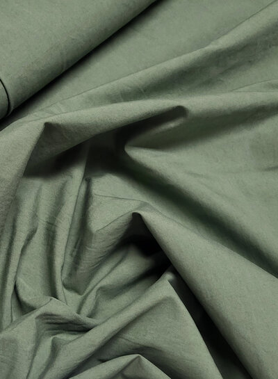 olijfgroen stonewashed/ papertouch popeline katoen