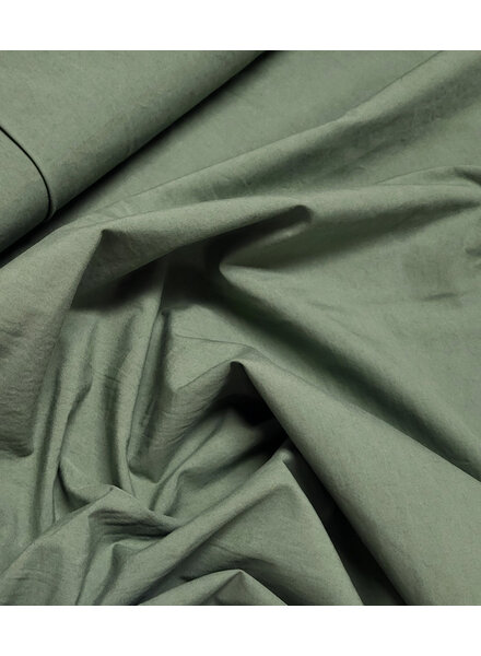 olijfgroen stonewashed/ papertouch popeline katoen