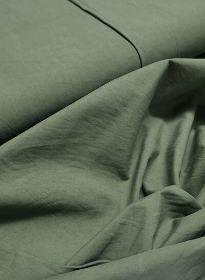 olive green stonewashed/papertouch poplin cotton