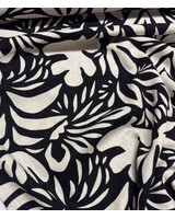 zwart flowers - linnen rayon blend