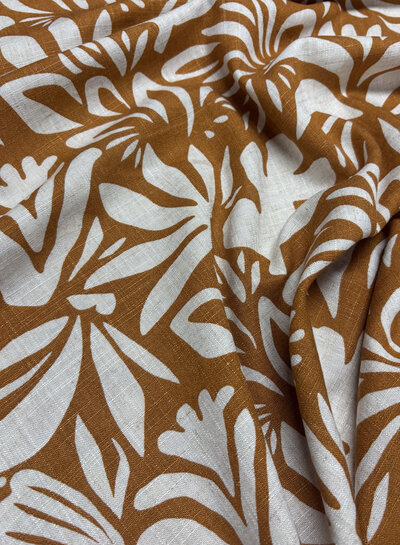 camel flowers - linen rayon blend