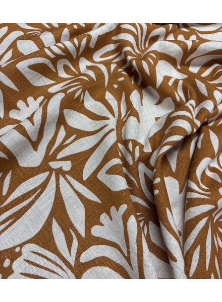 camel flowers - linen rayon blend
