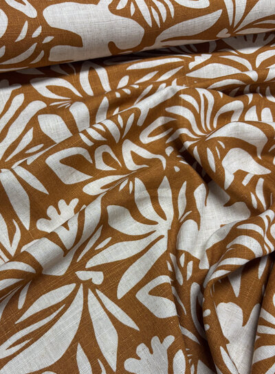 camel flowers - linen rayon blend