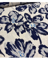 painted flowers blauw  - linnen rayon blend