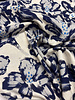 painted flowers blauw  - linnen rayon blend