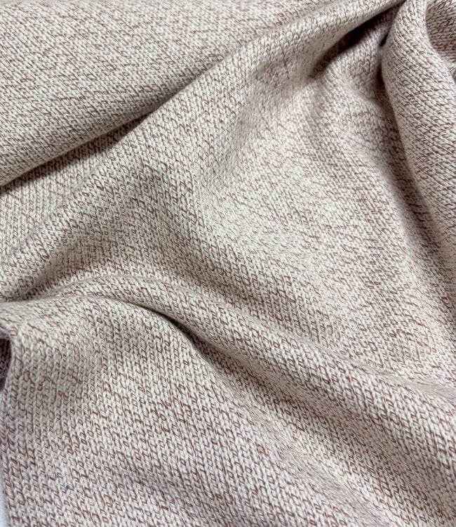 beige melee - 100% katoen gebreid - prachtige stof voor zomerse truien