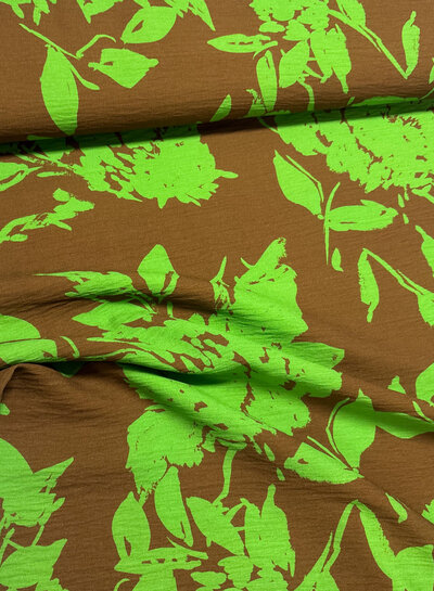 A la Ville groen silhouette bloemen - viscose slub