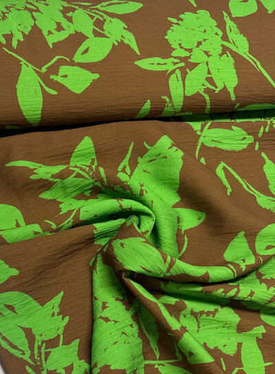 A la Ville green silhouette flowers - viscose slub
