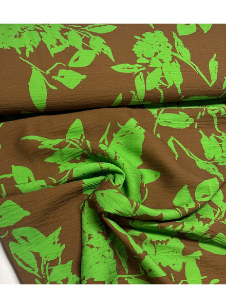 A la Ville green silhouette flowers - viscose slub