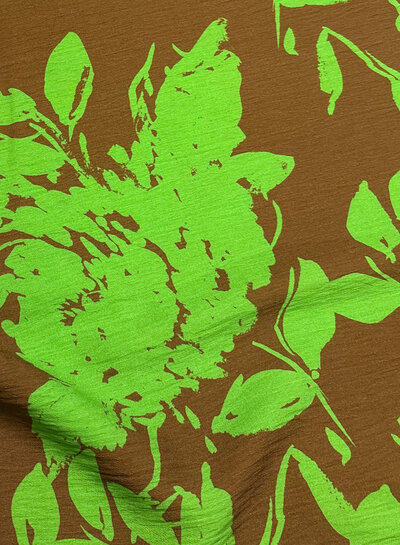 A la Ville green silhouette flowers - viscose slub