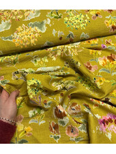 A la Ville flower field on ochre - Burda Style - viscose slub