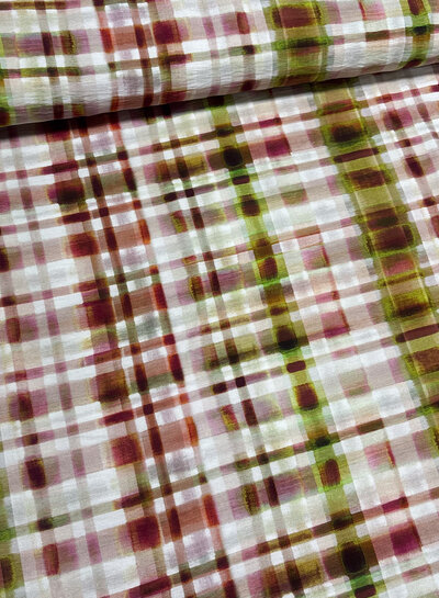 A la Ville roze lime ruitjes - viscose slub