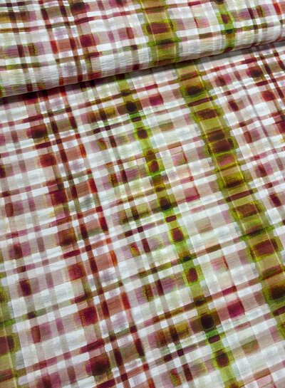 A la Ville roze lime ruitjes - viscose slub