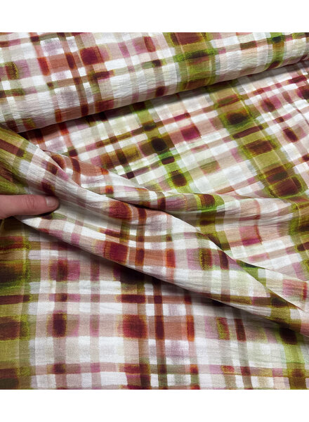 A la Ville roze lime ruitjes - viscose slub