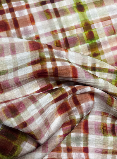 A la Ville pink lime check - viscose slub