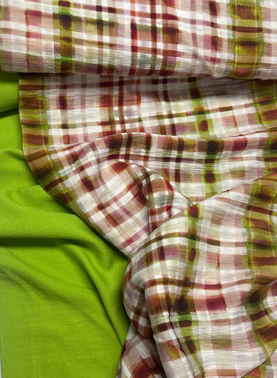A la Ville roze lime ruitjes - viscose slub