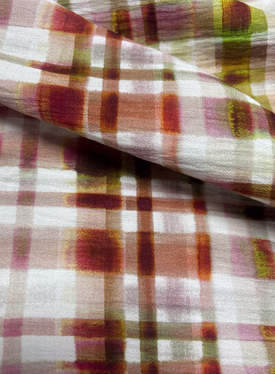 A la Ville pink lime check - viscose slub