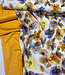 A la Ville waterkleurige camel en paarse bloemen - viscose slub