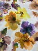A la Ville watercolor camel and purple flowers - viscose slub