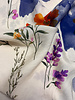 A la Ville watercolor camel and purple flowers - viscose slub