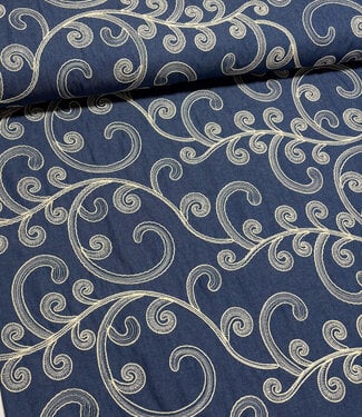 curls embroidery - supple denim