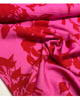 A la Ville rode print op fuchsia - viscose slub - Knipmode