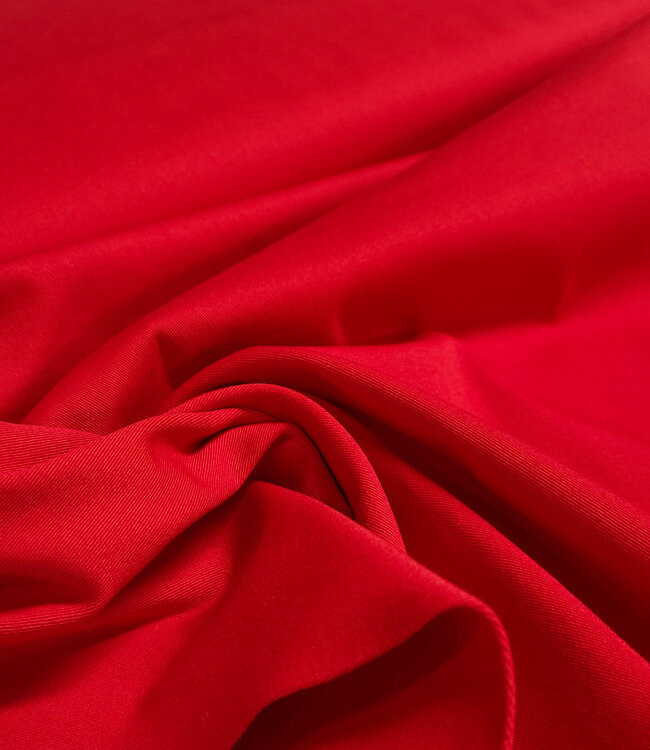 rood - washed cotton twill met een beetje elasthan