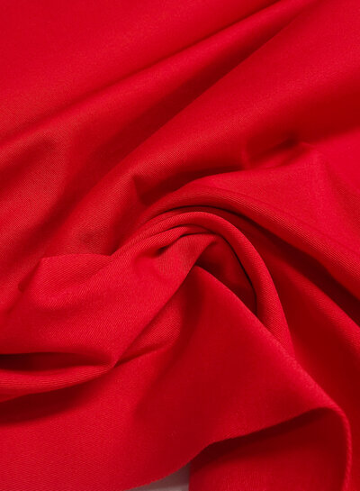 red - washed cotton twill with a little elastane