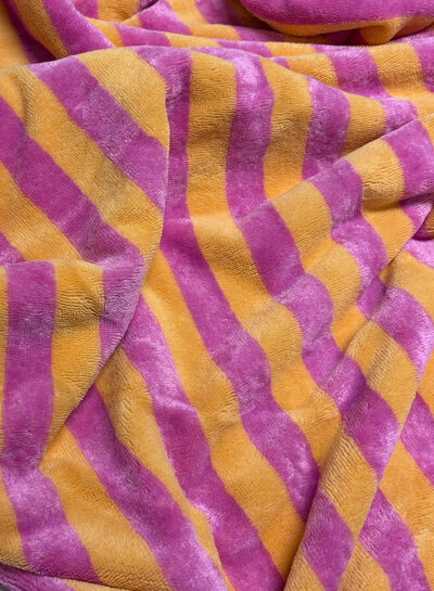 oranje/roze strepen - bamboe badstof