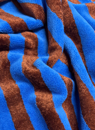 cognac/cobalt stripes - bamboo terry cloth