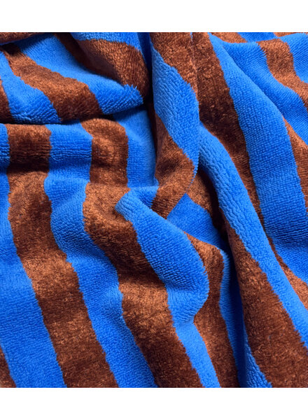 cognac/cobalt stripes - bamboo terry cloth